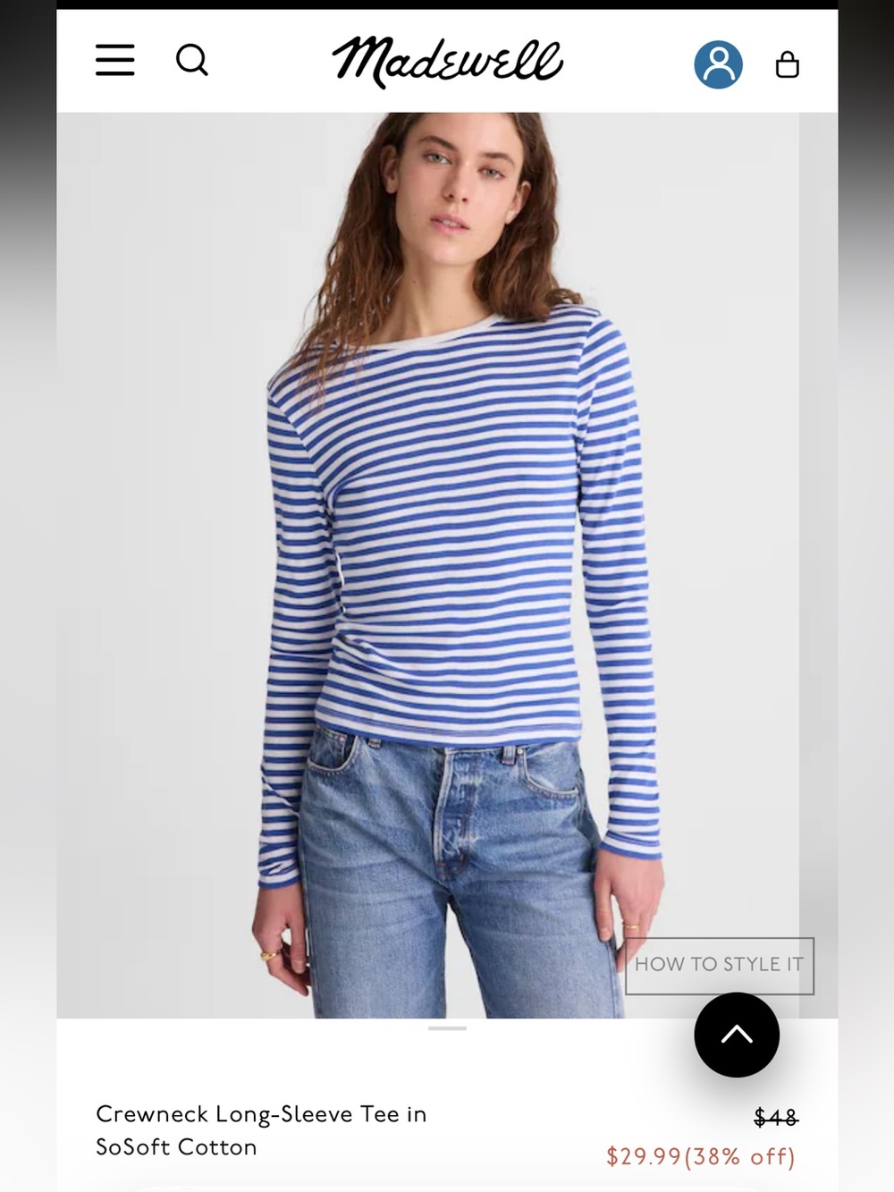 Madewell Crewneck Long-Sleeve Tee in SoSoft Cotton Size XS